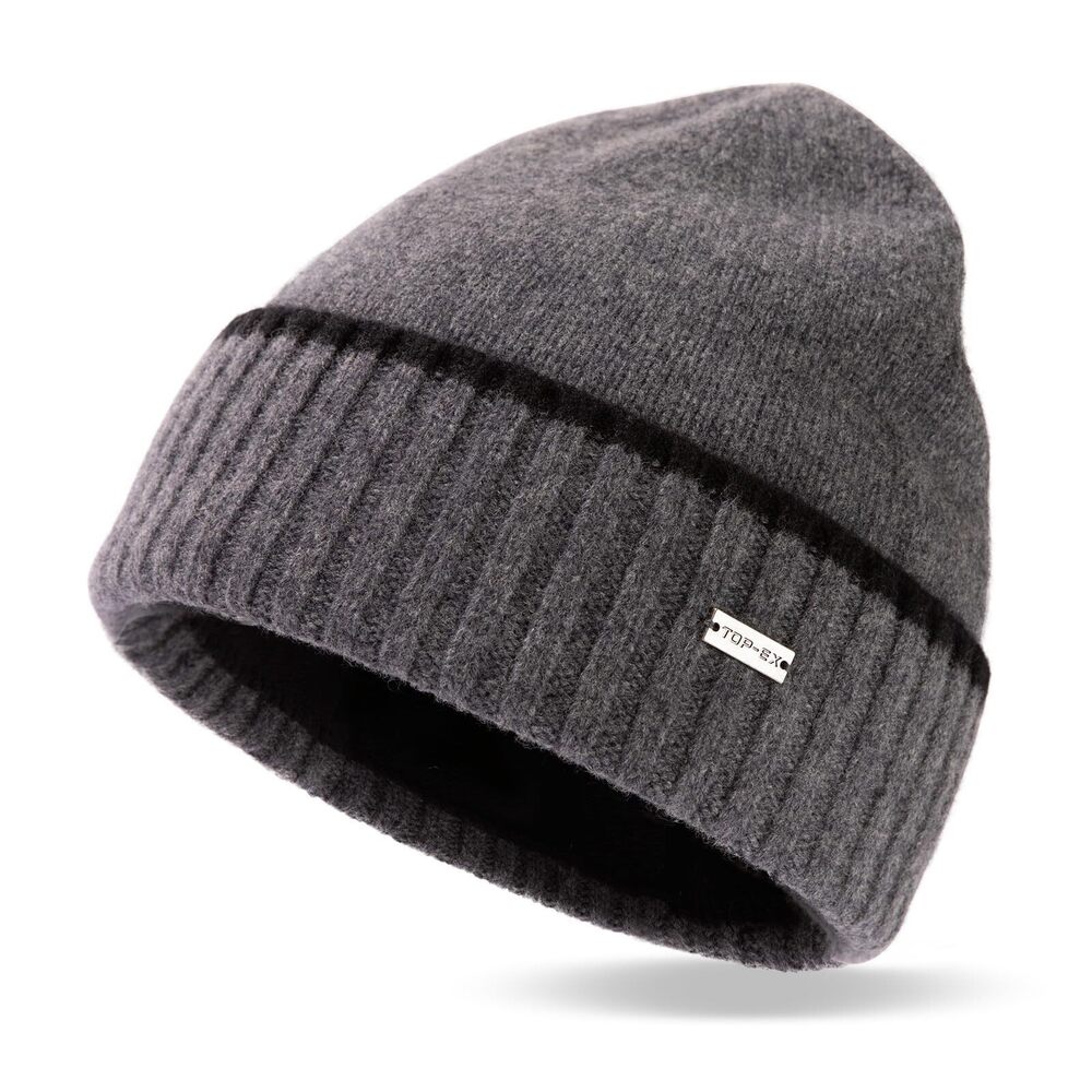 4253 XL/XXL 50% Merino Wool Beanies Hats & Fleece Lined Winter Knitted Hat